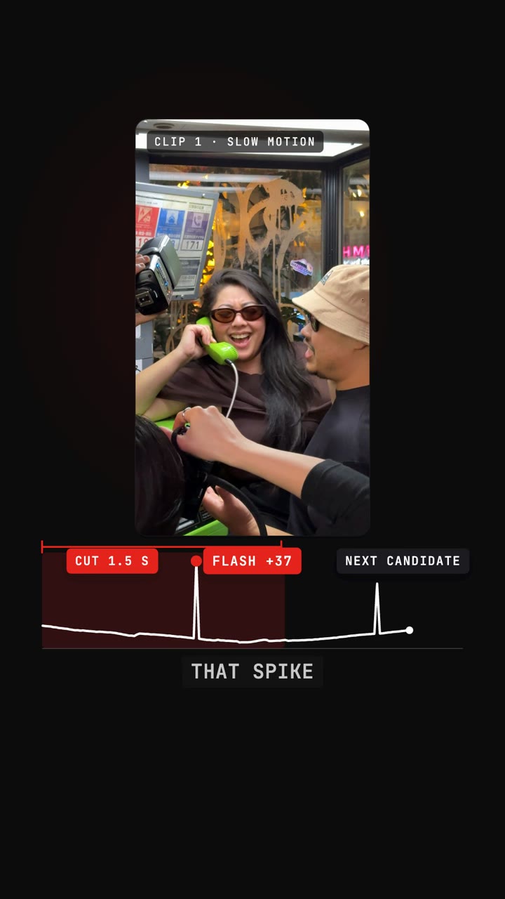 Brightness of every frame with the flash spike marked