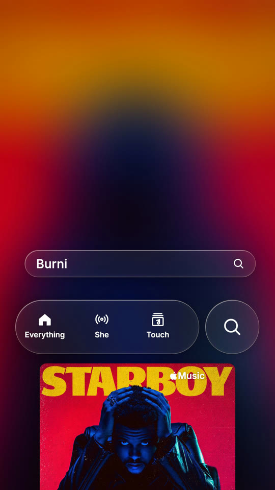 Search field and glass tab bar