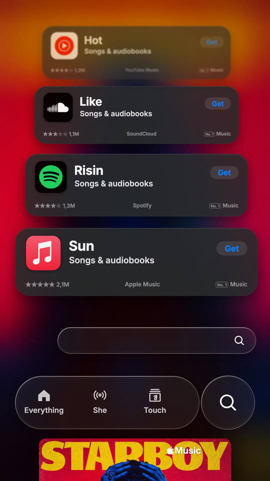 App Store search rows